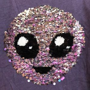 Washed girls alien flip sequins long sleeve shirt